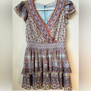 Alice +  Olivia Mariska Flutter Sleeve Multicolor Skort Romper Size 6